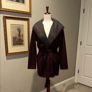 Chic Plum with Gray contrast Wrap Coat